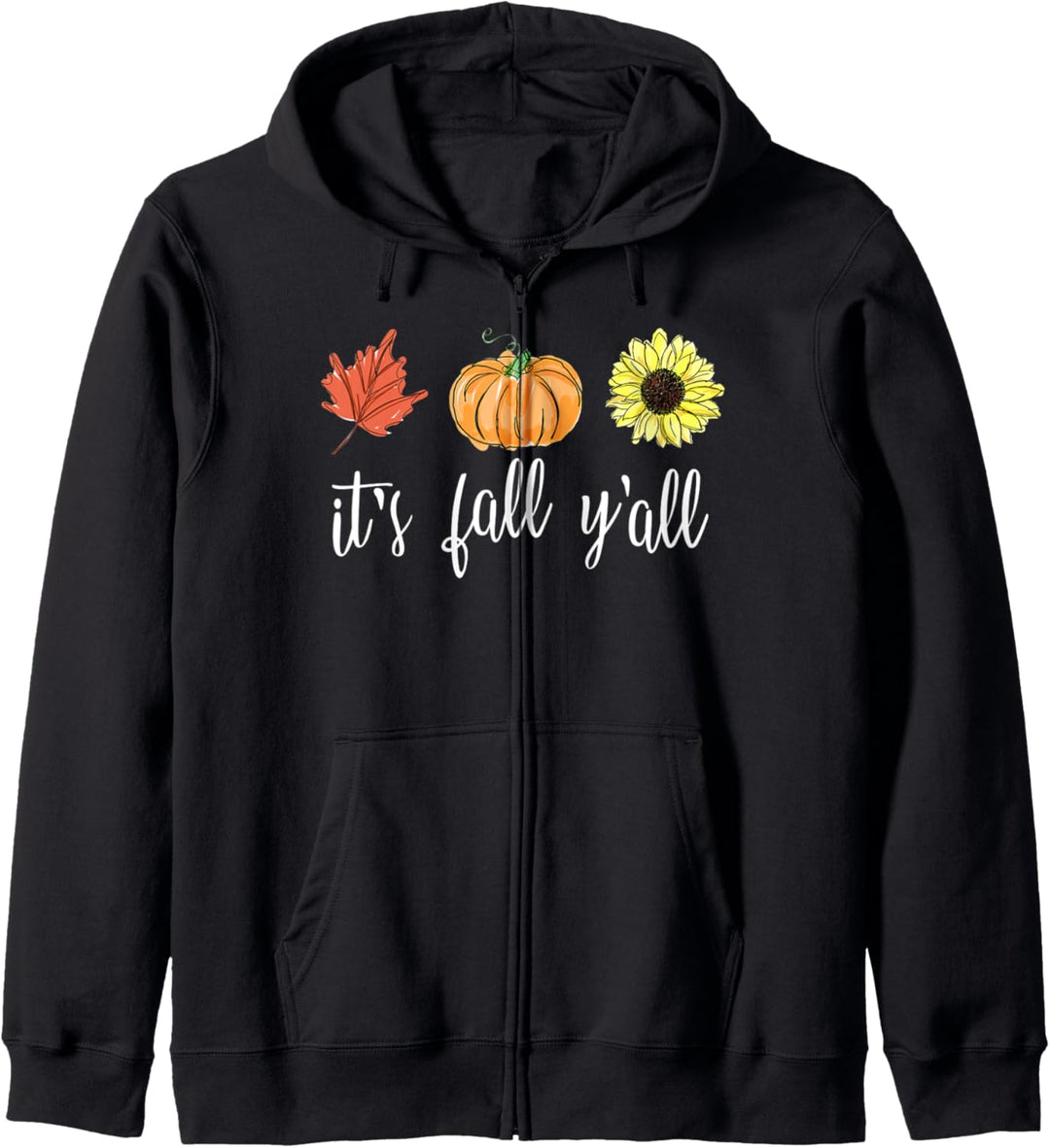 "It's Fall Y'all" Autumn Leaf, Pumpkin, Sunflower Sketch Kapuzenjacke