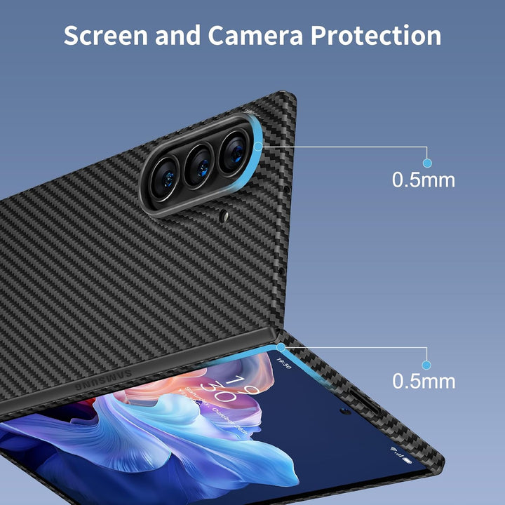 memumi 𝗨𝗽𝗴𝗿𝗮𝗱𝗲𝗱 Carbon Hülle für Galaxy Z Fold 7, [mit Schutzfolie auf der Vorderseite] 0,5 mm Super