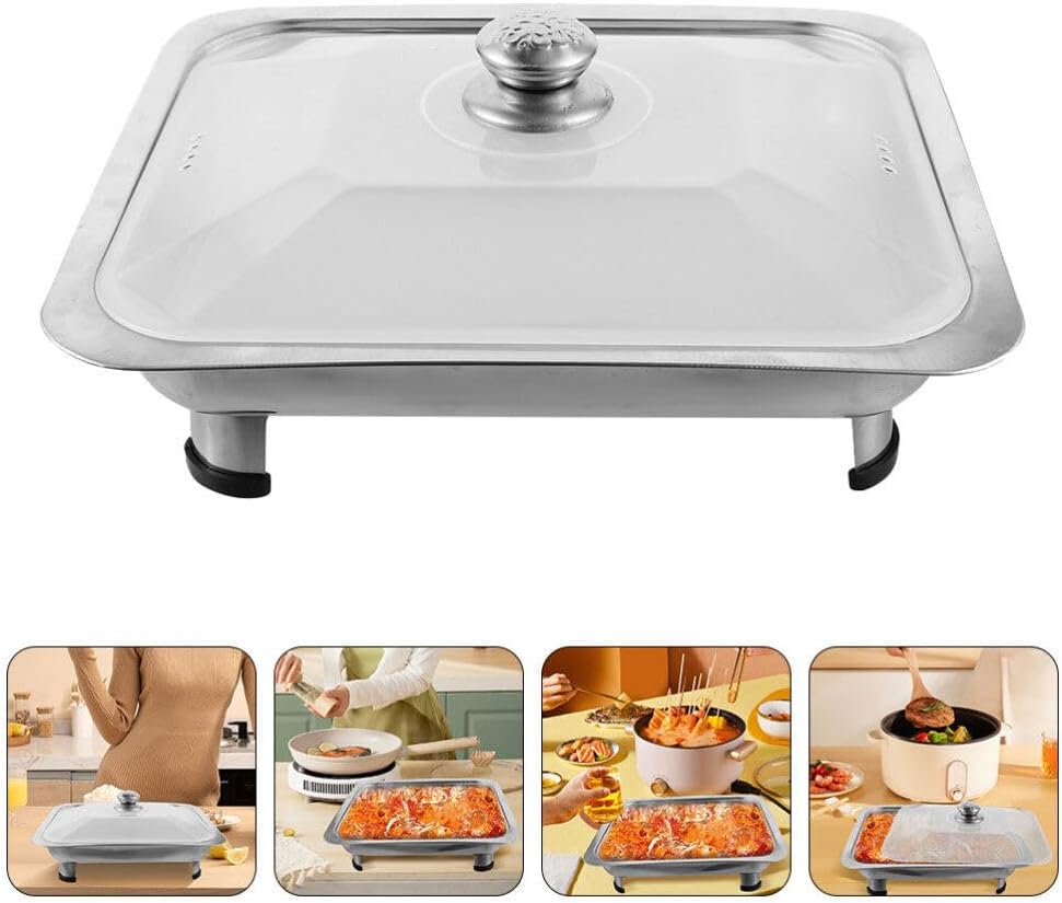 iplusmile Serviertablett Mit Deckel Aus Edelstahl Flacher Buffetbehälter Warmhaltebehälter Für Buffe