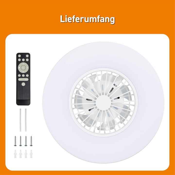 Proventa LED Deckenleuchte mit Ventilator RGB Farbwechsel 39W 3300lm Ø49cm Fernbedienung Deckenventi