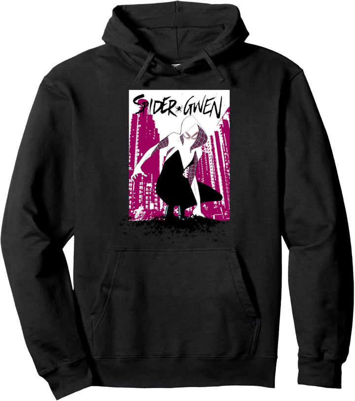 Marvel Spider-Gwen Pink City Crouching Portrait Pullover Hoodie