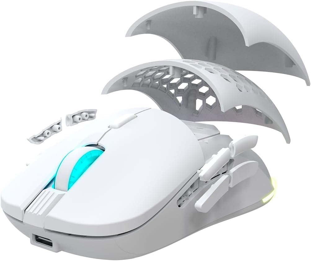 Newskill Arakne Elite Ivory RGB-Maus, kabellos, 16.000 DPI, mit Beidhänger-Design, Weiss, Elite Ivor