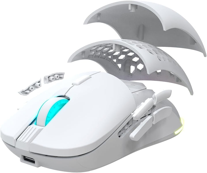 Newskill Arakne Elite Ivory RGB-Maus, kabellos, 16.000 DPI, mit Beidhänger-Design, Weiss, Elite Ivor