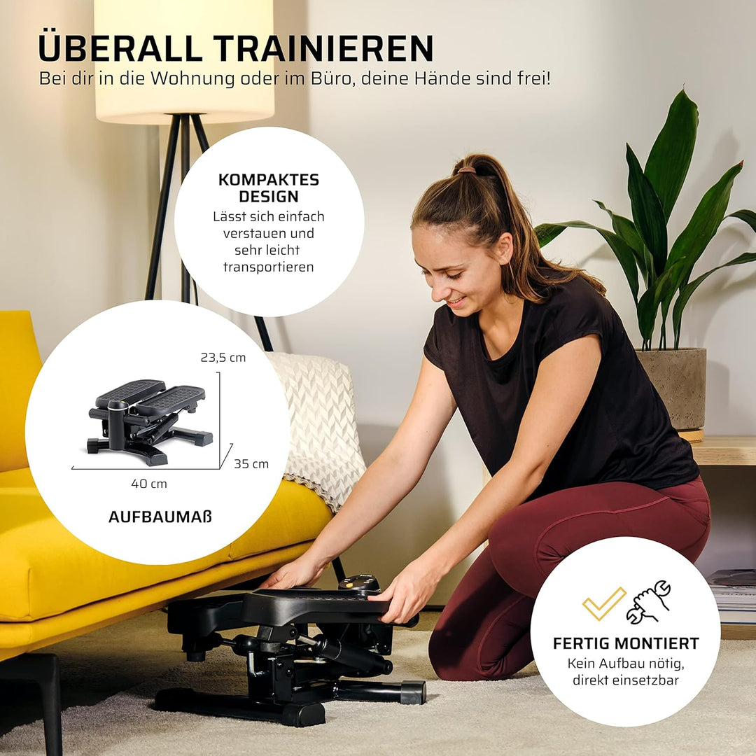 SportPlus 2-in-1 Mini-Stepper mit patentierter Umschalttechnik, Swing-Stepper und Auf-und-Ab-Stepper