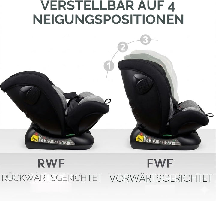 Nania Prato Kinderautositz – I-Size 40-150 cm – mitwachsend bis ca. 12 Jahre – Befestigung für Siche
