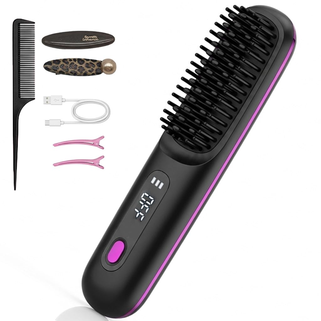 Stylingbürste für kurze Haare Kabellos Haarglätter Bürste Haarbürste Elektrische Ionen Haarbürste fü