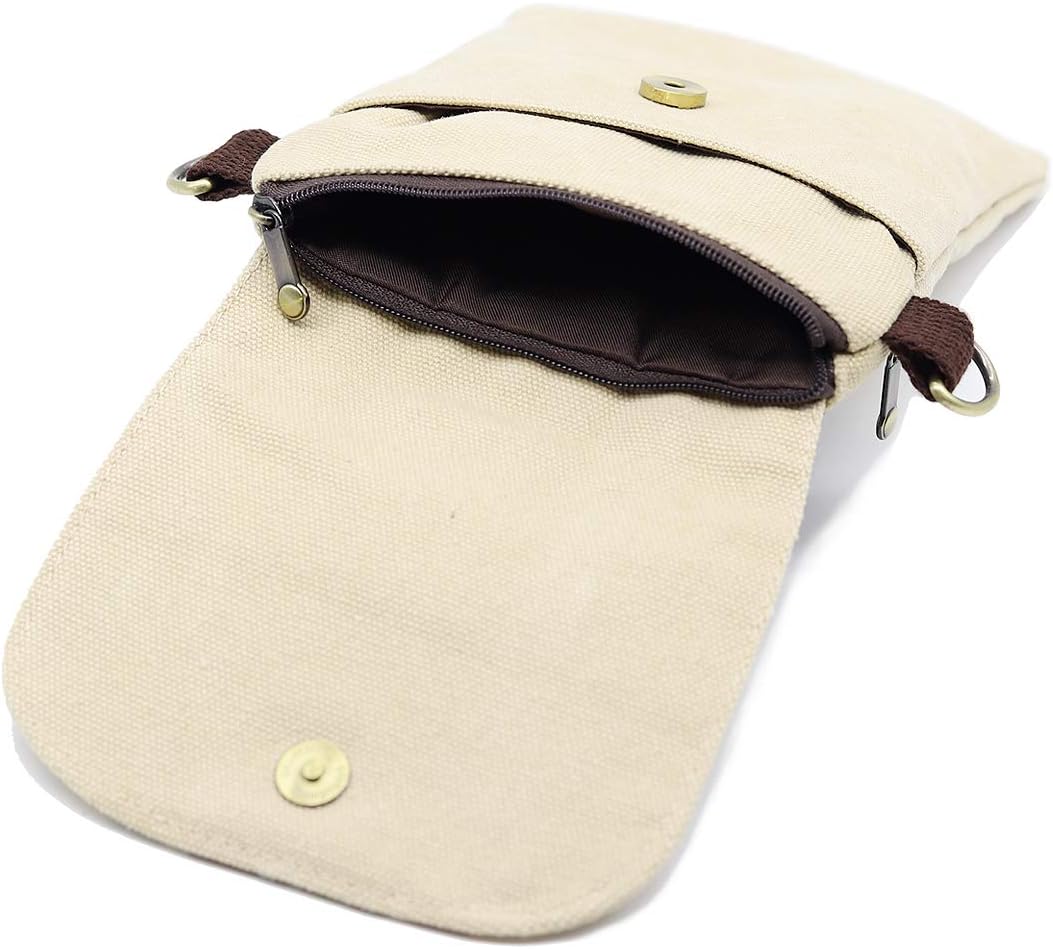 Vintage Embroidered Canvas Small Flip Crossbody Bag Cell Phone Pouch for Women Wristlet Wallet Bag C