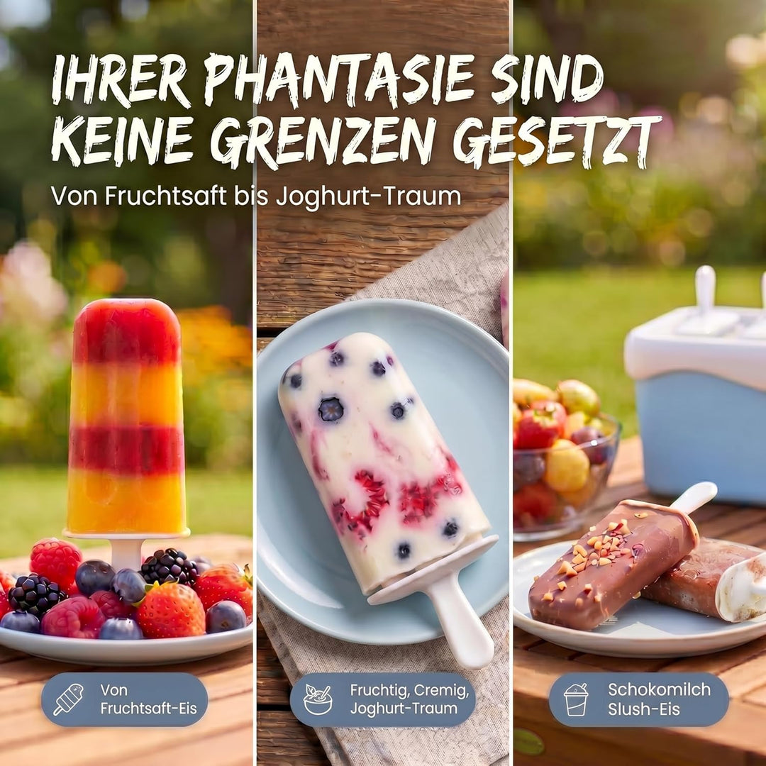 Eismaschine Eismaker Stieleisformen Gefrierbehälter Popsicle Maker - blitzschnell Eis am Stiel