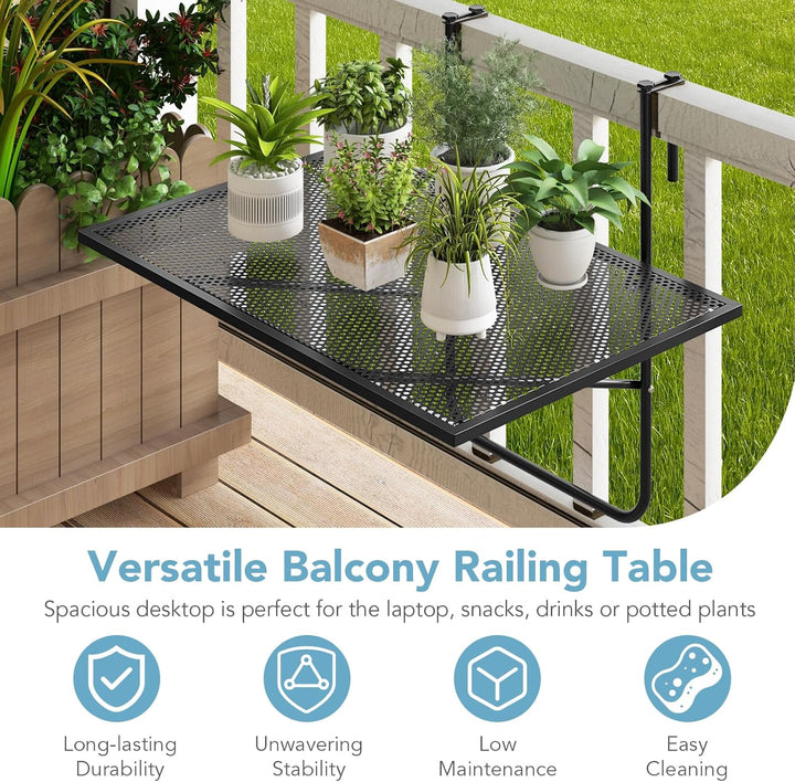 GIANTEX Balkontisch klappbar Hängetisch, Balkonhängetisch 60,5 x 50,5cm, Klapptisch Gartentisch zum