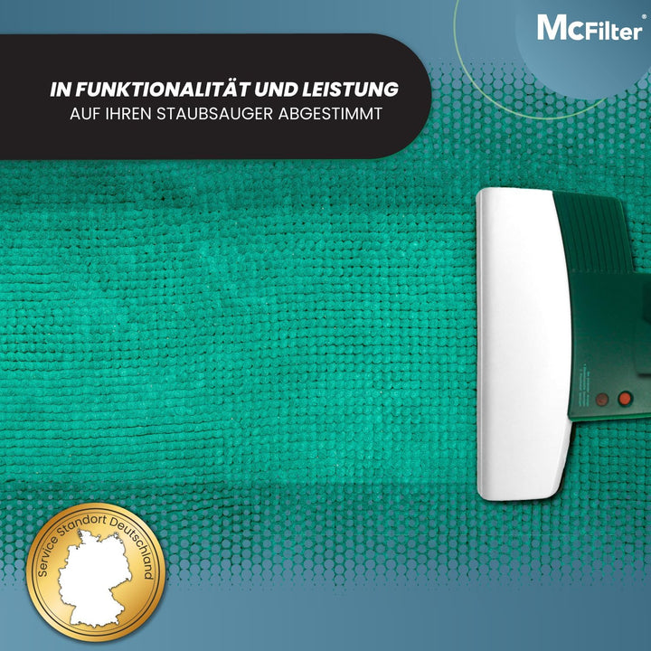 McFilter | 10 Staubsaugerbeutel + Aktivfiltersystem + Aktivkohlefilter geeignet für Vorwerk Tiger 25
