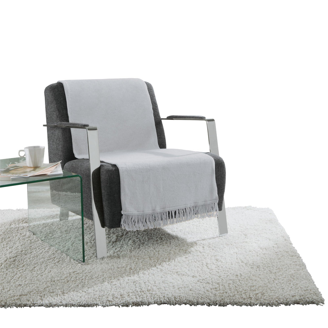 Erwin Müller Sofaüberwurf, Sofaläufer, Sesselschoner Silber hellgrau grau Grösse 50x200 cm - anschmi