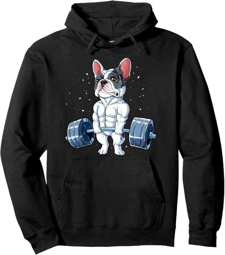 French Bulldog Weightlifting Funny Deadlift Men Fitness Gym Pullover Hoodie