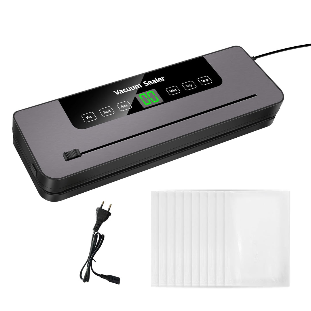 6-in-1 Vakuumiergerät, Vakuumierer mit 30cm Siegelnaht und Digitaler LED-Countdown-Anzeige, Foliensc