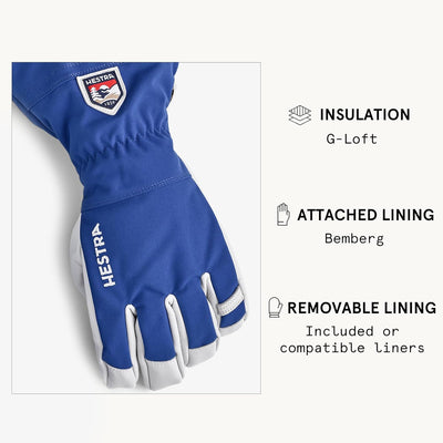 Hestra Army Leather Heli Ski Glove - Classic 5-Finger Snow Glove for Skiing, Snowboarding and Mounta