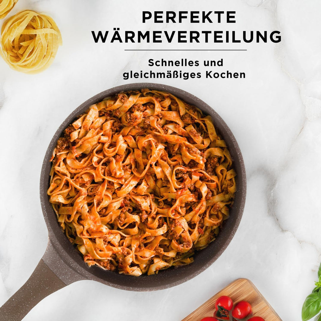 KASANOVA Antihaft-Topfset 0% Fett, Induktionskochgeschirr für alle Kochfelder, Pfannen- und Topfset