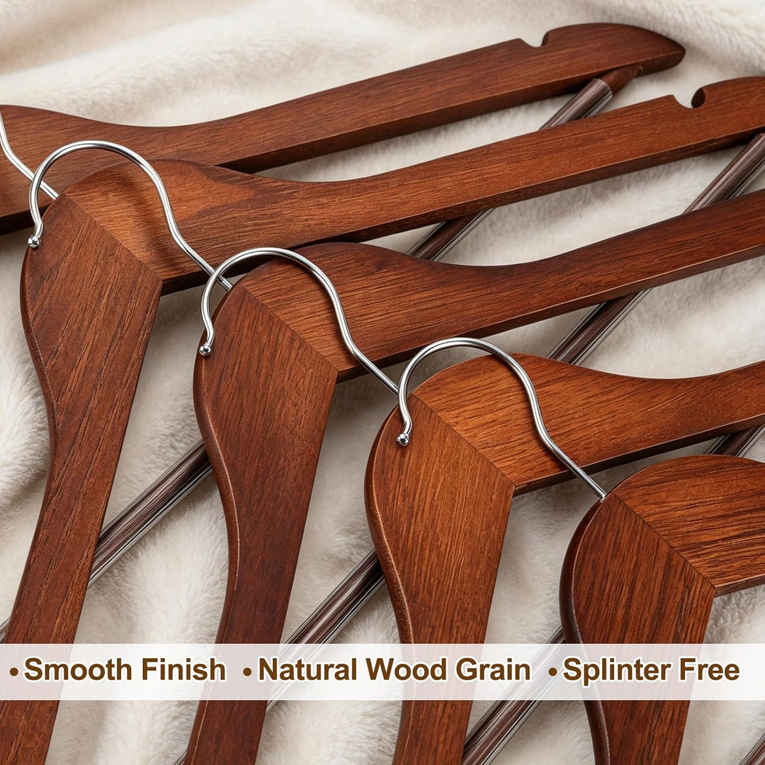 TOPIA HANGER CT34WA30 Kleiderbügel aus Holz, langlebig, mit 360 Grad drehbarem Haken, rutschfeste Ho