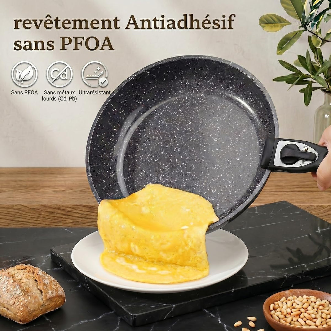 Herzberg HG8053 BLK Kochgeschirr, Set bestehend aus 3 Induktionstöpfen und 2 Allherd-Pfannen in vers