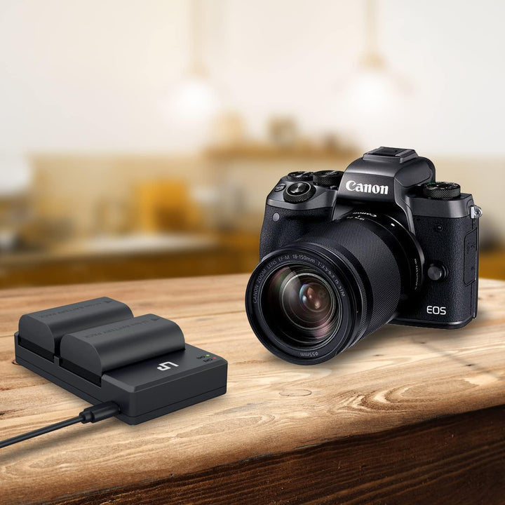 LP LP-E6 E6N Akkuladegerät-Set, 2er-Pack 2600mAh Akku &amp; Doppelladegerät | Kompatibel mit Canon EOS R