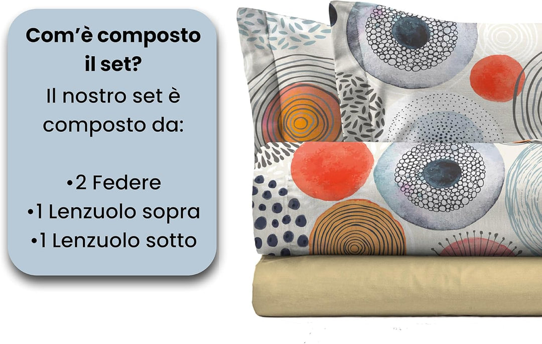 Italian Bed Linen MB Home Italy “Fantasy” Bettwäsche-Set, Acquerello, Doppelbett Acquerello Doppelbe