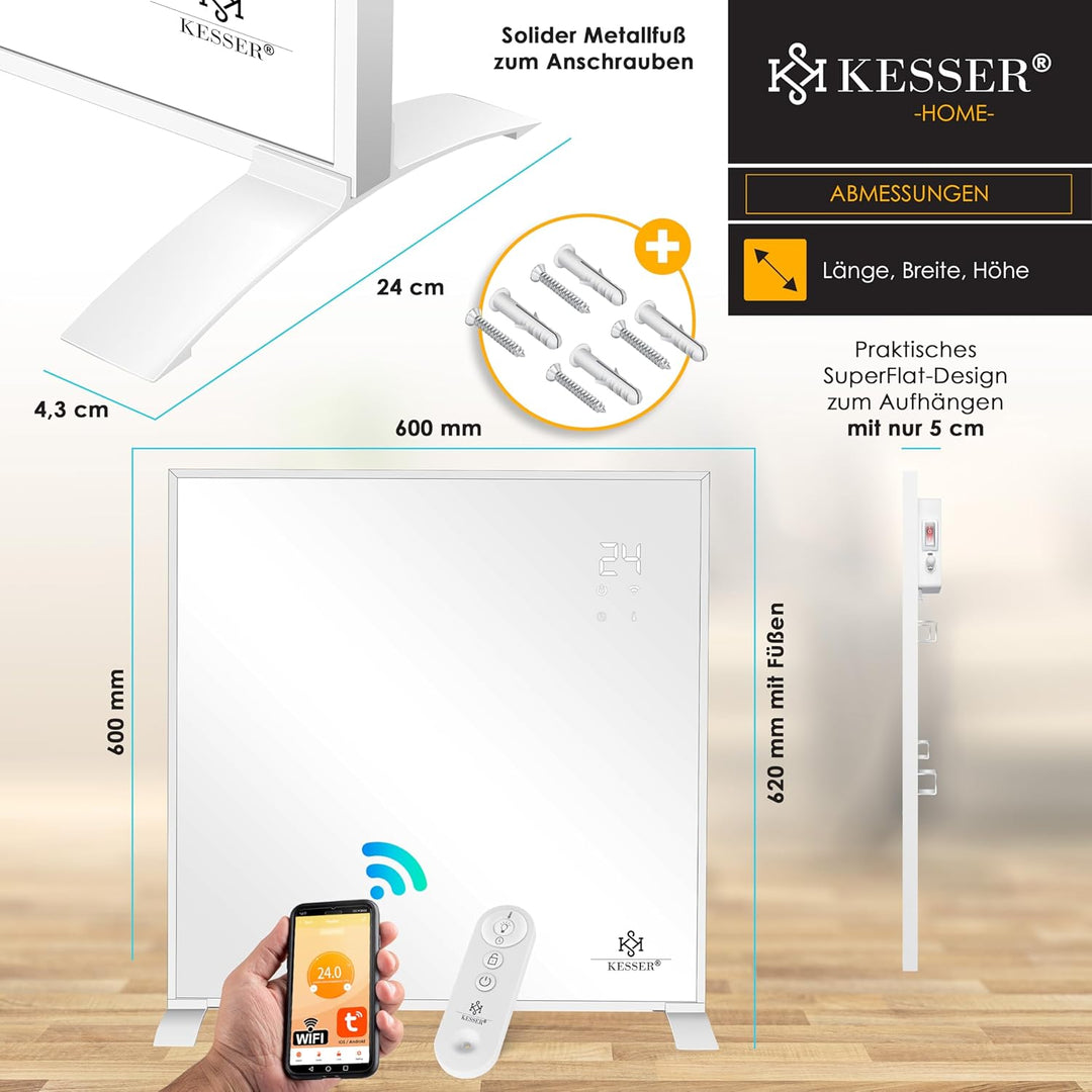 KESSER® Infrarotheizung Energiesparend Infrarot Standgerät &amp; Wandmontage Elektroheizung 350W mit Fer