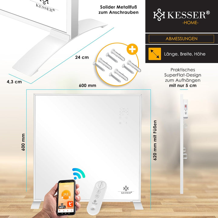 KESSER® Infrarotheizung Energiesparend Infrarot Standgerät &amp; Wandmontage Elektroheizung 350W mit Fer