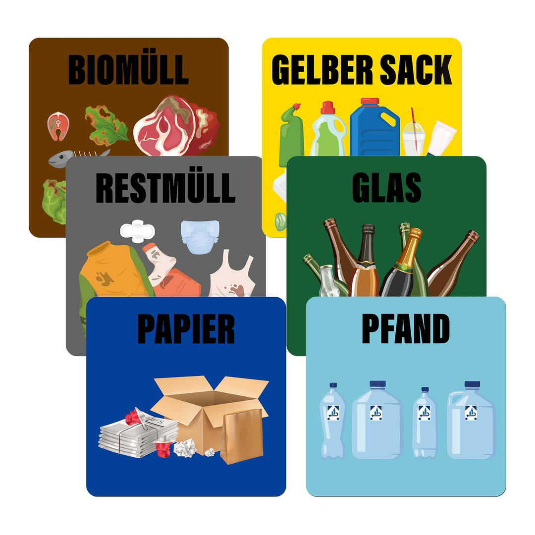 Recycling Mülleimer Aufkleber 15 x 15 cm Vinyl Abnehmbar Wasserdicht Selbstklebend für Startseite Bü