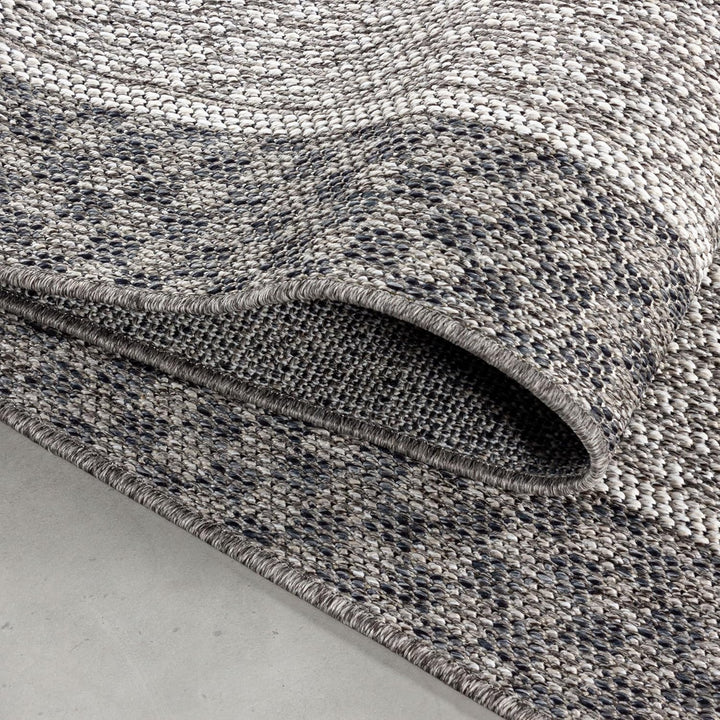 HomebyHome Outdoor Teppich Grau 60x100 cm für Küche, Terrasse, Balkon, Garten, Camping sowie Wohnzim
