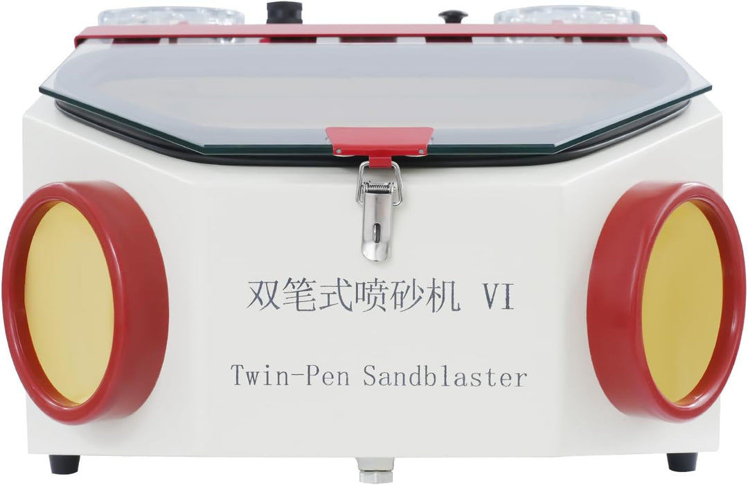 220V Sandstrahler, 50W Dental-Sandstrahlgeräte mit zwei Stiften und LED-Lichtleiste, Sandstrahlkabin
