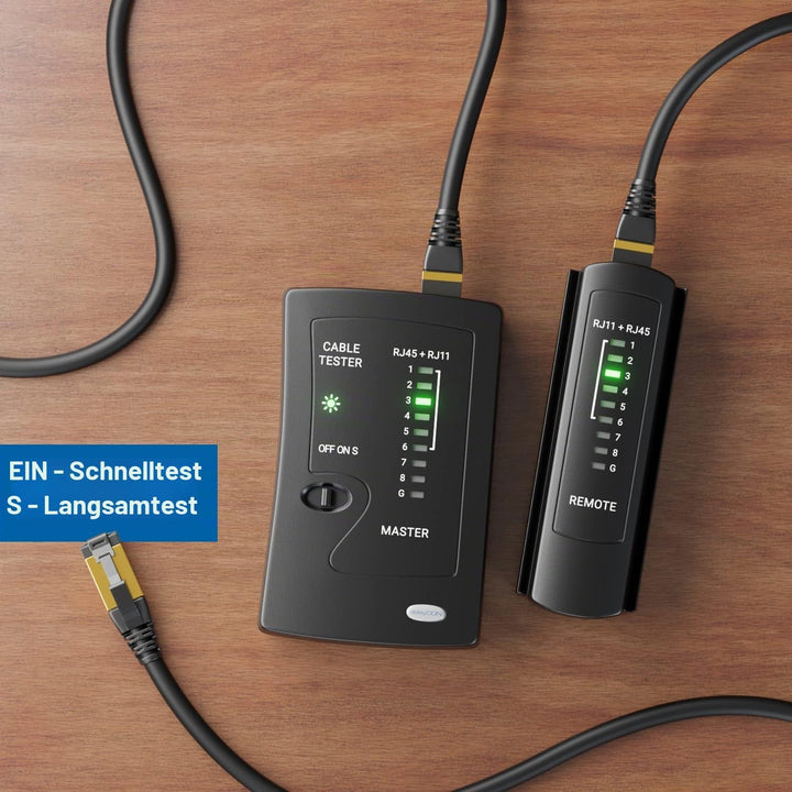 deleyCON Netzwerk Werkzeug Set 4-teilig mit Tasche LSA Auflegewerkzeug Abisolierzange Kabeltester Cr