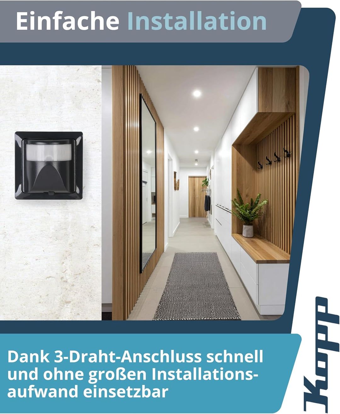 Kopp Infra Control R 180 Grad UP IP 20, 1 Stück, anthrazit, 808405188 3-Draht Anthrazit, 3-Draht Ant