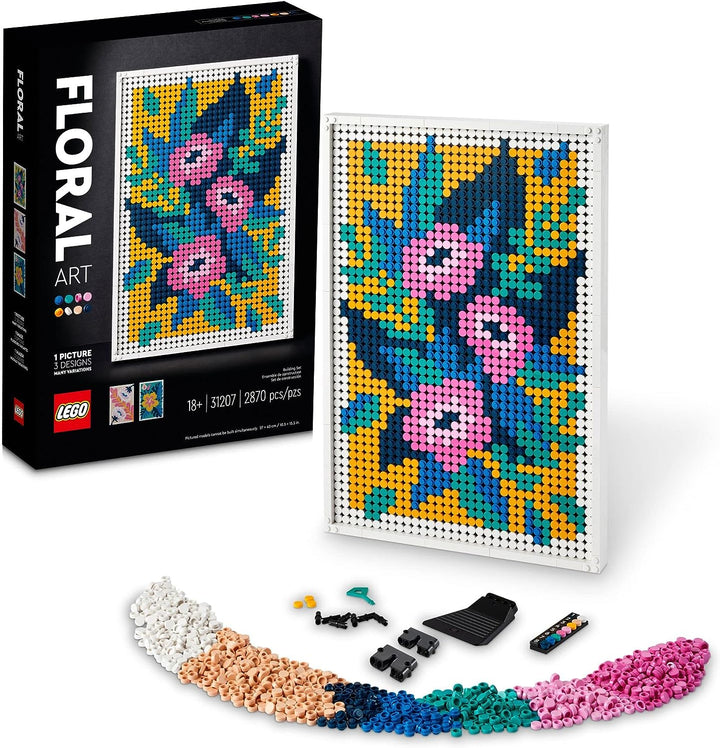 LEGO Art Floral Art 31207 Bauset, kreatives botanisches Wanddekor-Projekt, entspannendes DIY-Kit für