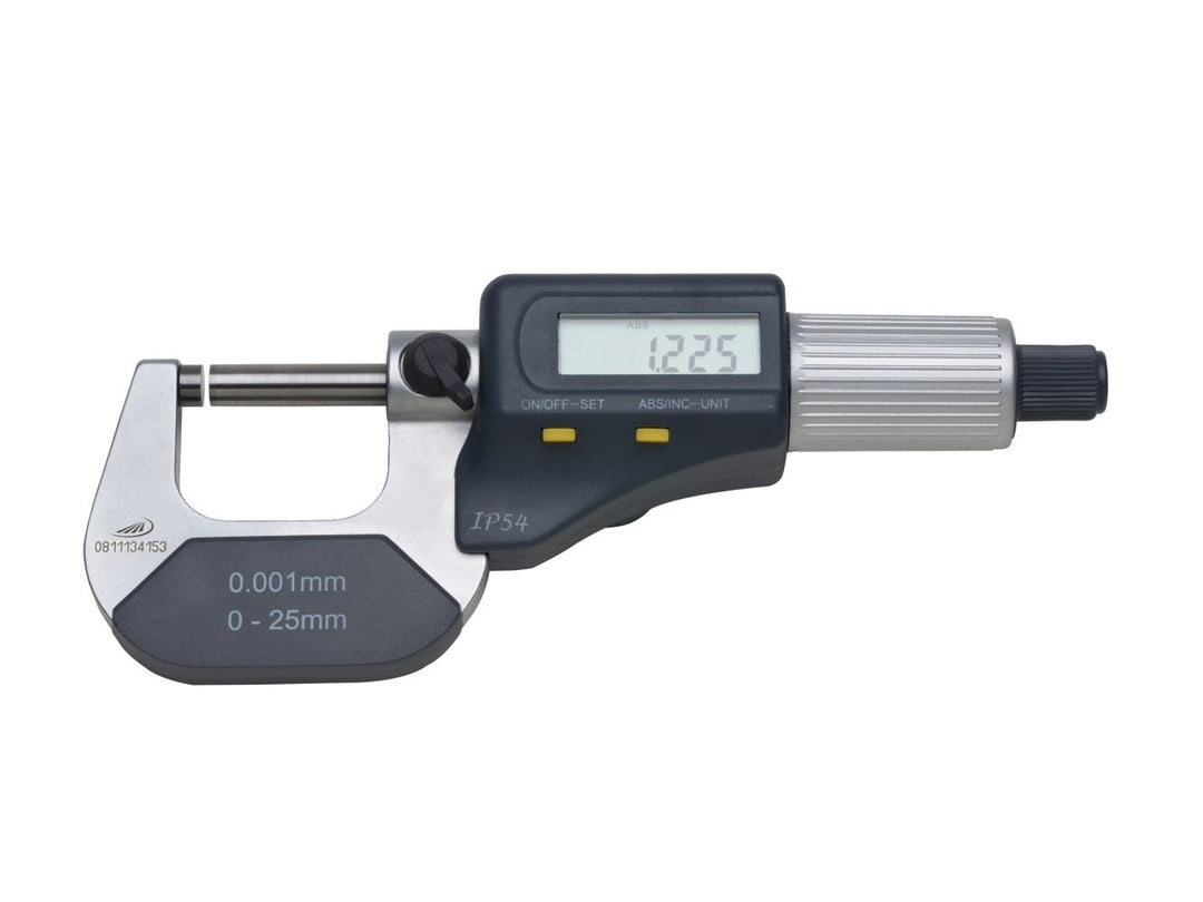 Helios Preisser Digitale Bügelmessschraube (IP54, mm / inch Umschaltung, Kunststoffetui, Messbereich
