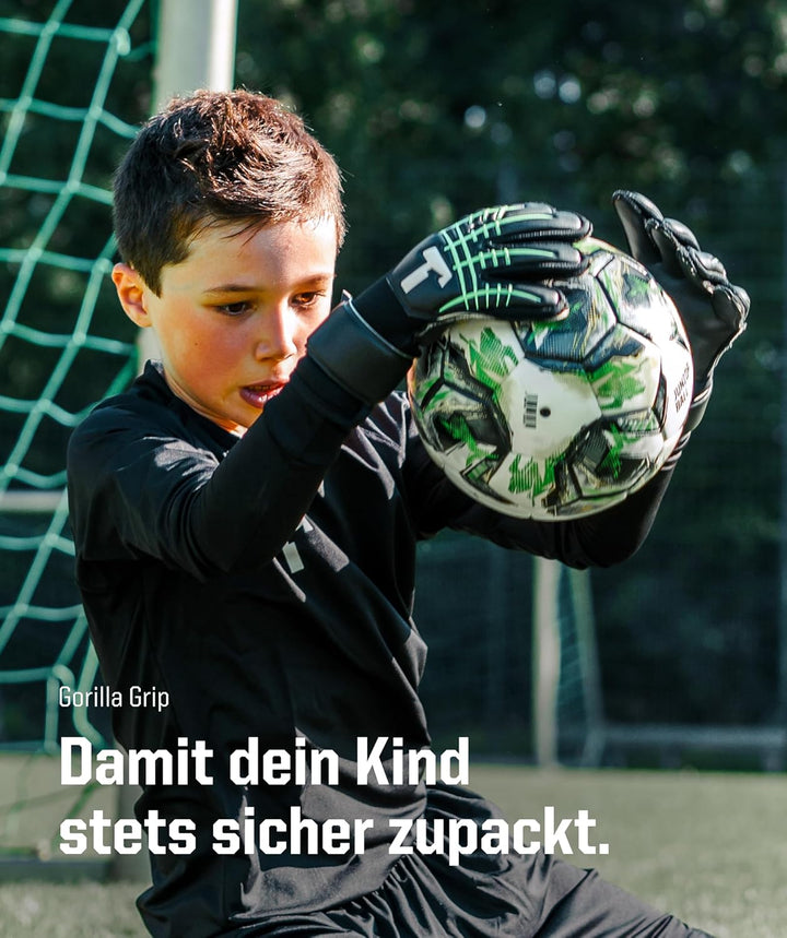 T1TAN Kinder Torwarthandschuhe mit Fingerschutz - Fussballhandschuhe für Kinder - Die Profis der Zuk