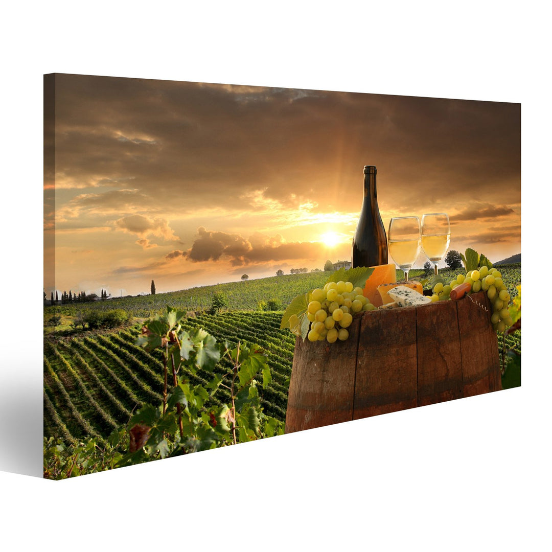 Bild auf Leinwand Weinberg Chianti Toskana Weissweinfass Italien Wandbild Poster Kunstdruck Bilder F