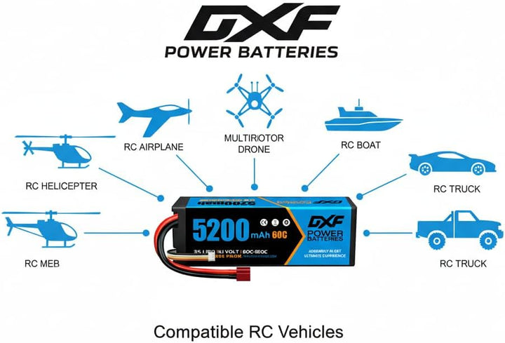 DXF 3S Lithium-Batterie, 5200mAh, 11.1V, 60C, RC-Batterie, mit Deans-Anschluss für ferngesteuertes A