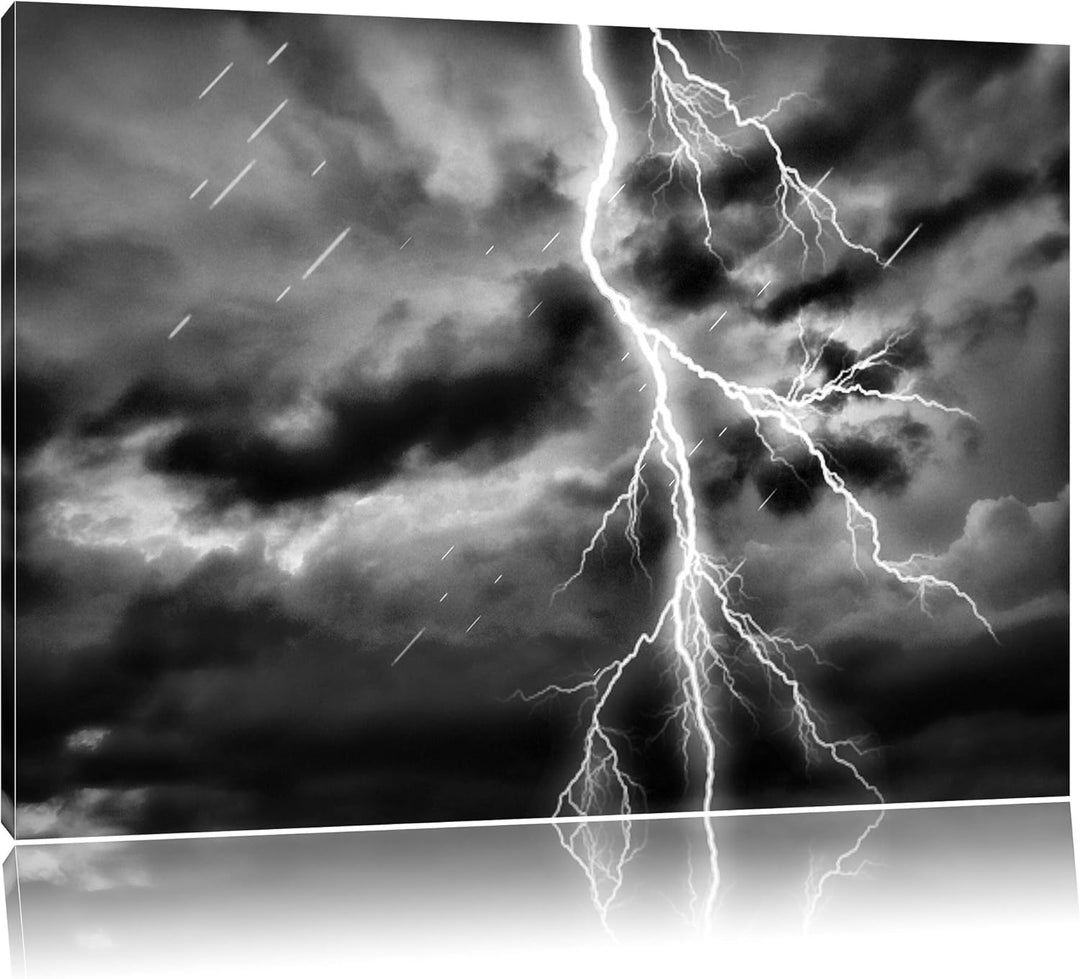 Pixxprint Blitz am Gewitterhimmel als Leinwandbild/Grösse: 100x70 / Wandbild/Kunstdruck/fertig bespa