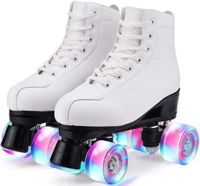Damen Klassische Retro Rollschuhe,Rollschuhe mit Vier Rollen in Doppelreihe,Classic Roller, Rollschu