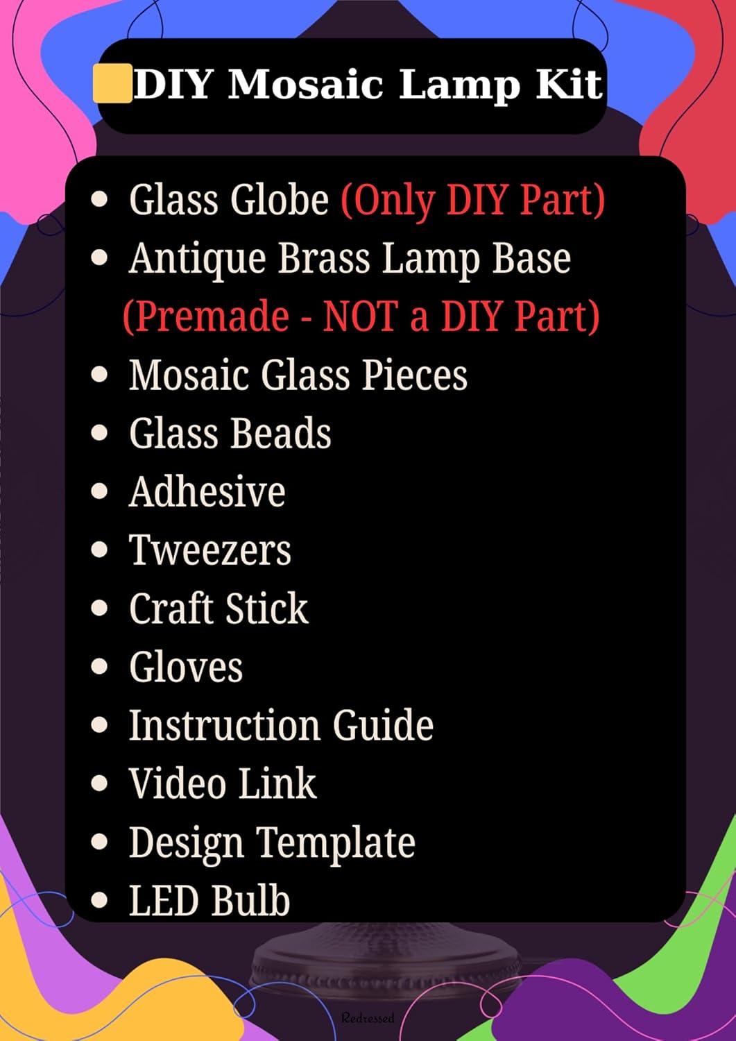 DEMMEX Farbe Wählbar – DIY Mosaik-Tischlampe Bastelset – Türkisch-Marokkanischer Stil – Gestalten Si