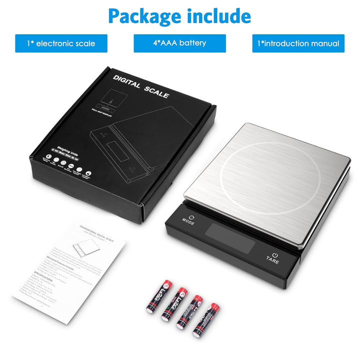 Brifit Digitale Küchenwaage 10kg mit Ausziehbarem Display | Präzise 1g-Teilung, Tare-Funktion, 6 Ein