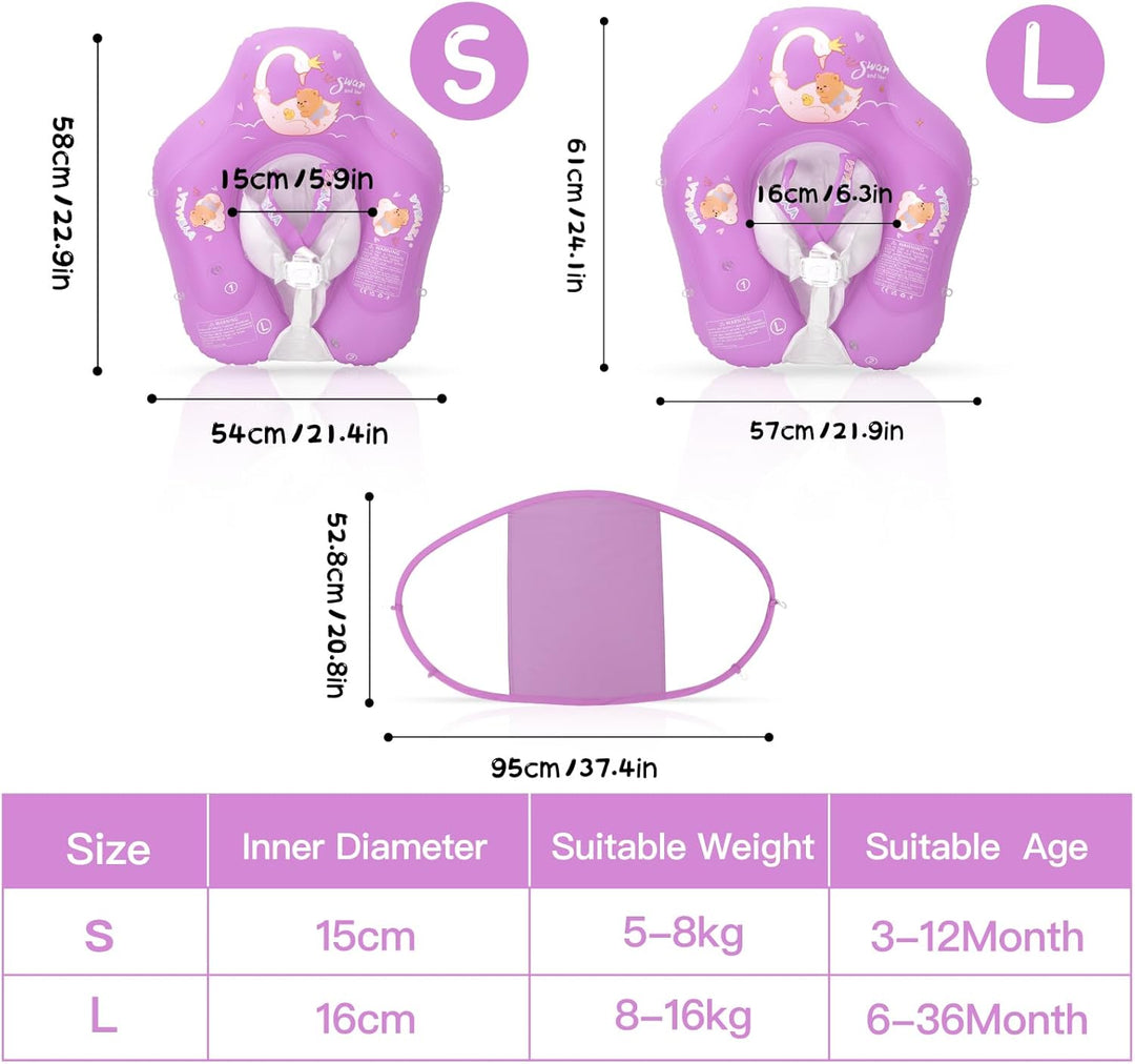 Schwimmring Baby mit Abnehmbarem Sonnendach, Baby Schwimmring ab 3-6-36 Monate, Schwimmhilfe Schwimm