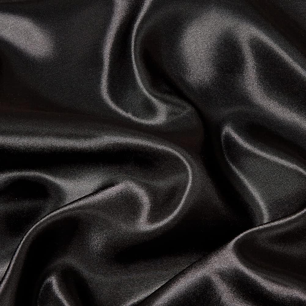 Omela Satin Bettwäsche Set 135x200 Schwarz Einfarbig Unifarben Glatt Bettbezug mit Reissverschluss 2