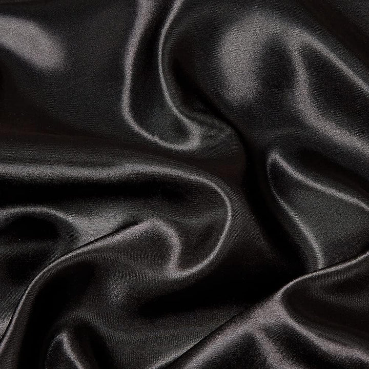 Omela Satin Bettwäsche Set 135x200 Schwarz Einfarbig Unifarben Glatt Bettbezug mit Reissverschluss 2