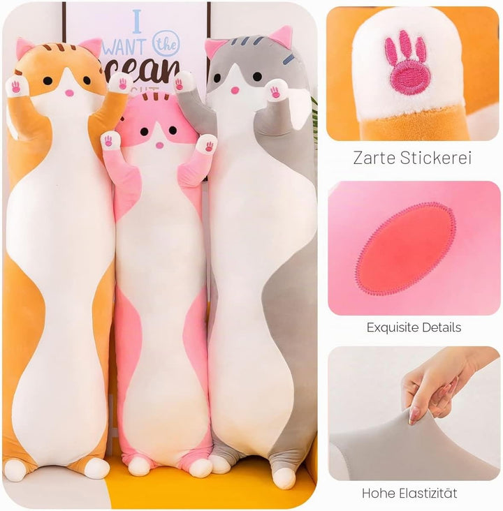Kekeso Stofftiere Katzen Kissen Lange Kätzchen Süsse Plüschtier Katze Kuscheltier Kawaii Plüsch Sofa
