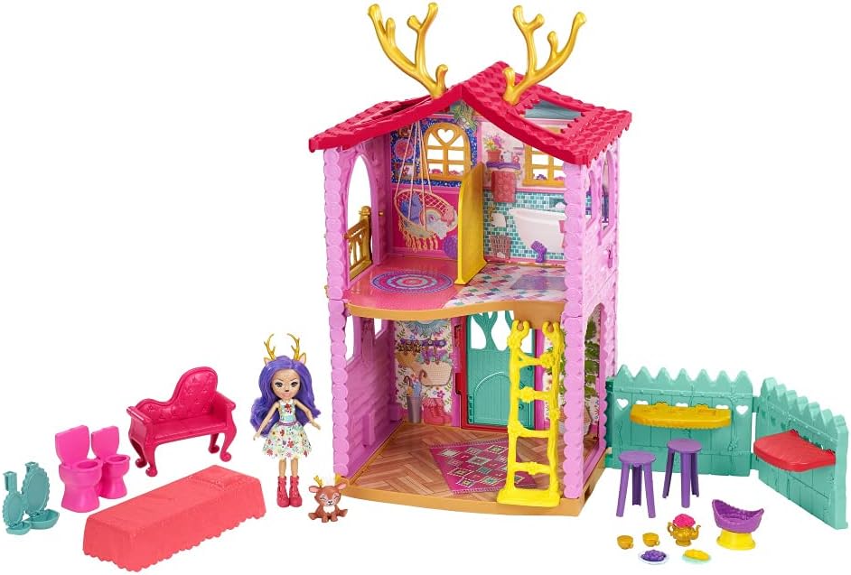 Enchantimals HFC41 - Reh-Haus Spielset, ca. 53 cm gross, mit Rehmädchen Danessa Deer und Tierfigur,