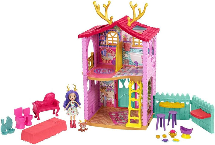 Enchantimals HFC41 - Reh-Haus Spielset, ca. 53 cm gross, mit Rehmädchen Danessa Deer und Tierfigur,