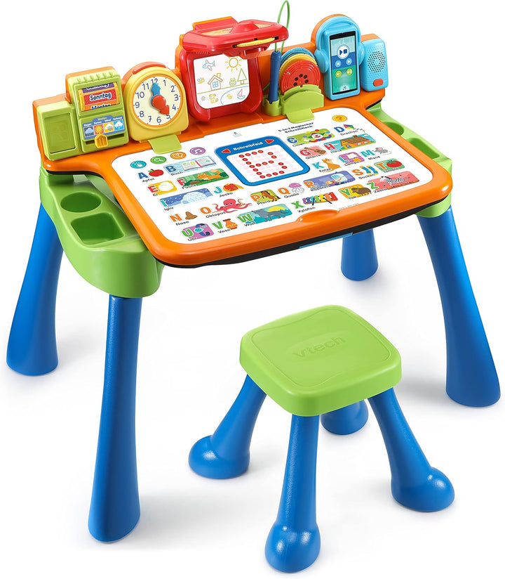 VTech 5-in-1 Magischer Schreibtisch – Interaktiver Kinderschreibtisch inkl. Hocker – Mit Kreidetafel