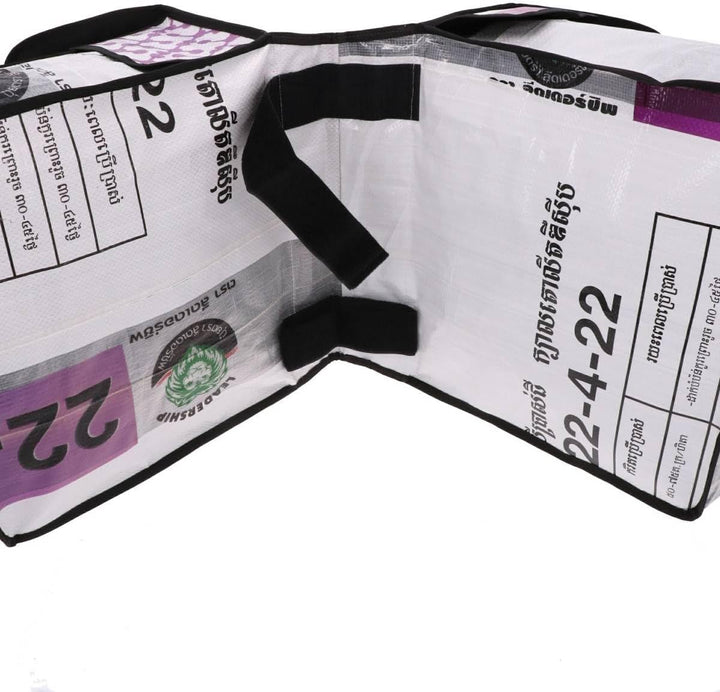 Doppelte Fahrradtasche aus recycelten Zementsäcken - Mumba Löwe-37 × 35 × 15 cm Weiss, Weiss