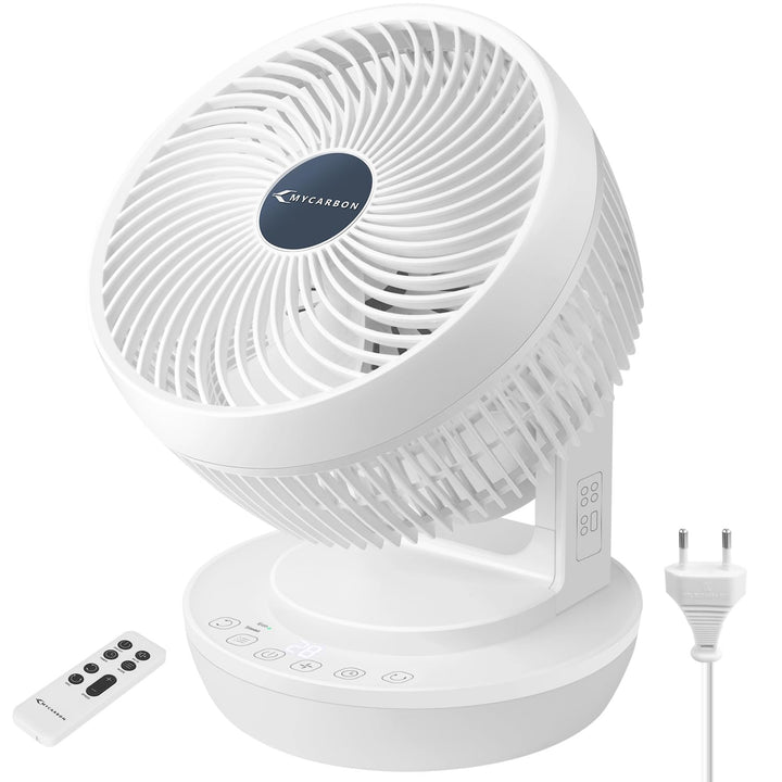 MYCARBON Ventilator Leise Turbo-Ventilator + 3D Luftumwälzer für 30m² |ECO-Mode Klimagerät-Effizienz