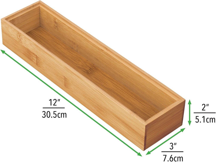 mDesgn 4er-Set Aufbewahrungsbox für Schreibtisch und Badezimmer – rechteckige Schubladenbox aus Bamb