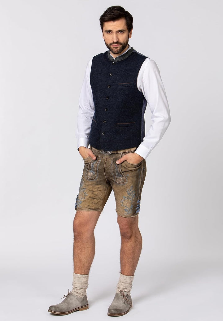 Stockerpoint Herren Trachtenweste 48 blau grau, 48 blau grau